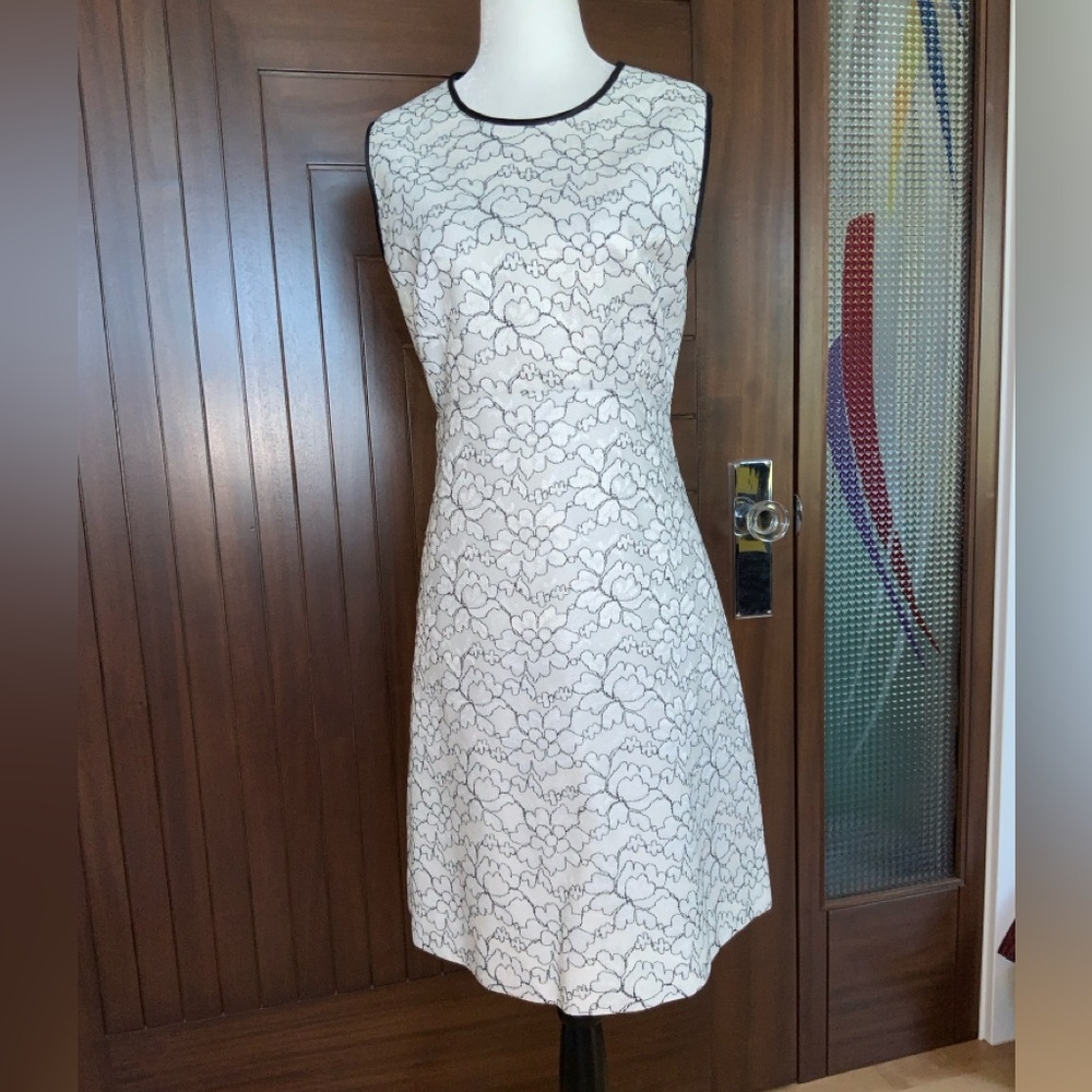 KATE SPADE Blakely Dress, Size 14, White & Black Lace Floral Overlay